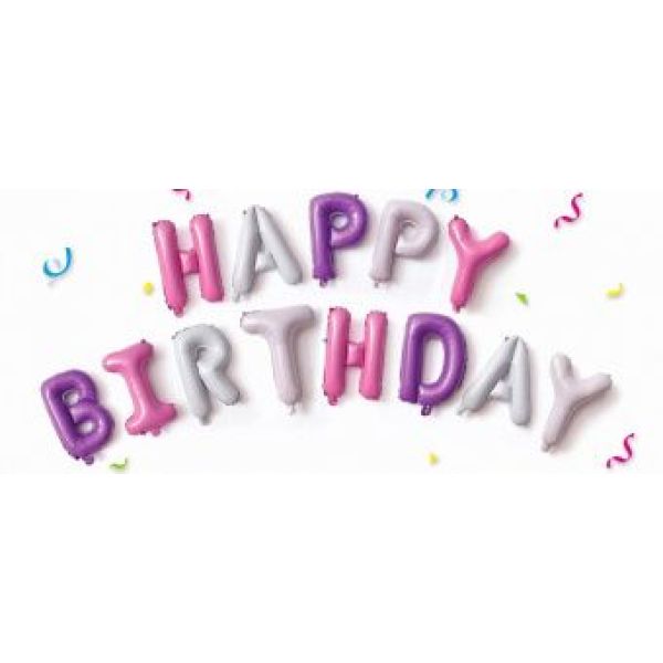 Шары-буквы, фольга, «Happy Birthday», разноцветные, 16"/41 см