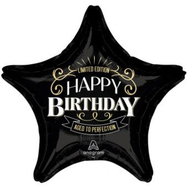 Шар-звезда, фольга, 32«/81 см, ДР »Happy Birthday"