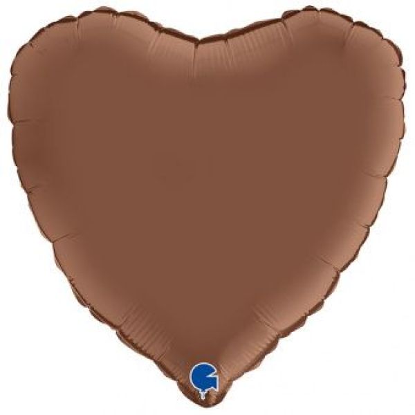 Шар-сердце 18"/46 см, фольга, сатин шоколад/Chocolatel