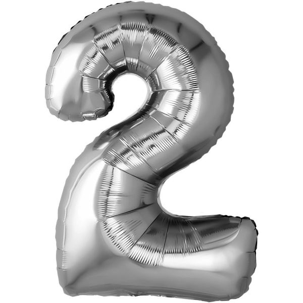 Шар ЦИФРА "2'' серебро /Silver /81 см