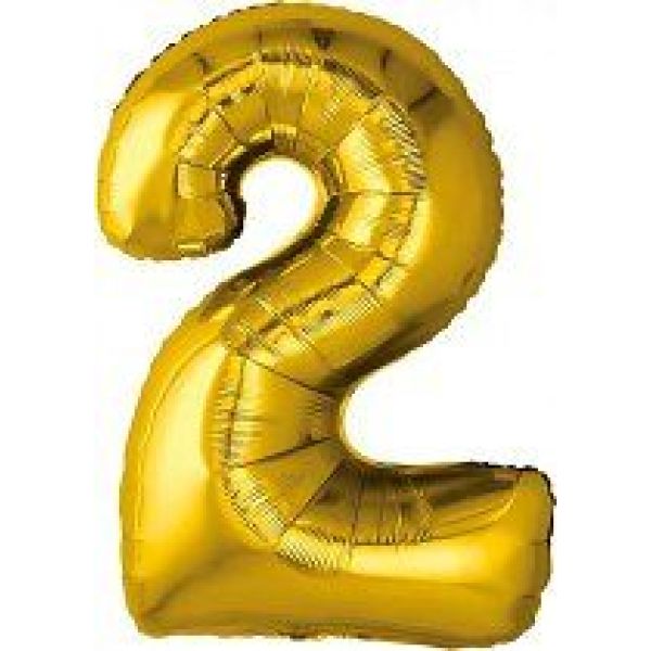 Шар ЦИФРА "2'' золото /Gold /81 см