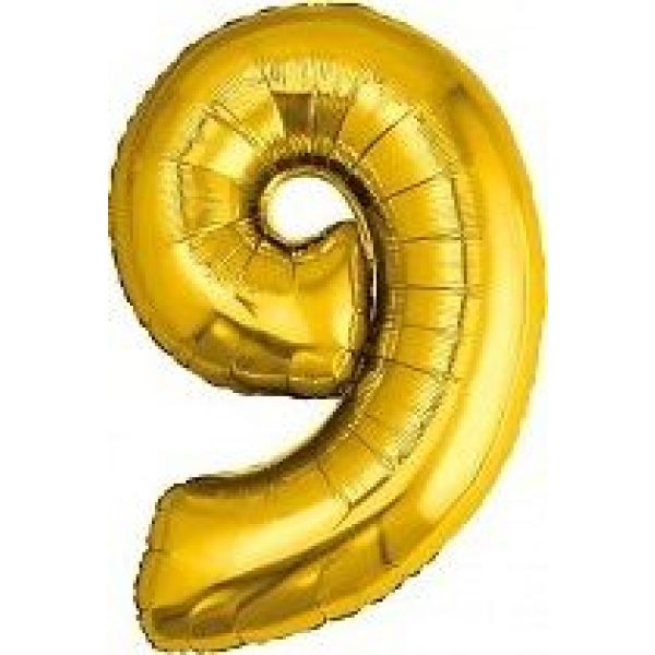 Шар ЦИФРА "9' золото /Gold /81 см