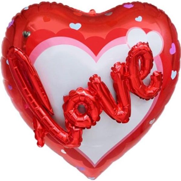 Шар (36''/91 см) Сердце, 3D Love, Красный