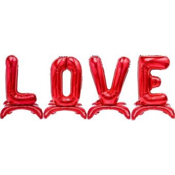 Шары-буквы, фольга, на подставках «Love», красный, 32"/81 см