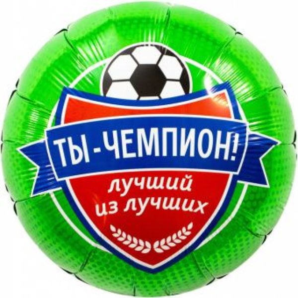 Шар-круг, фольга, 18«/46 см, »Футбол. Ты Чемпион!"