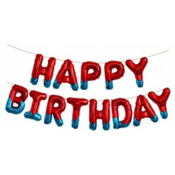 Шары-буквы, фольга, «Happy Birthday», героическая тема, 16"/41 см