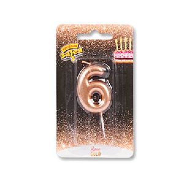 Свеча - цифра «Золото розовое 6», 4,5 см