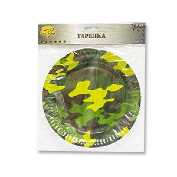 Тарелка бумажная «Камуфляж», 23 см, 6 шт.