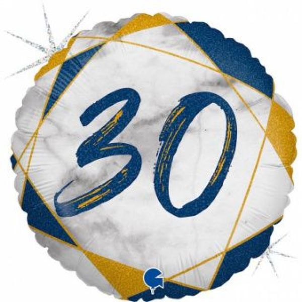Круг 46 см, «Цифра 30», мрамор синий