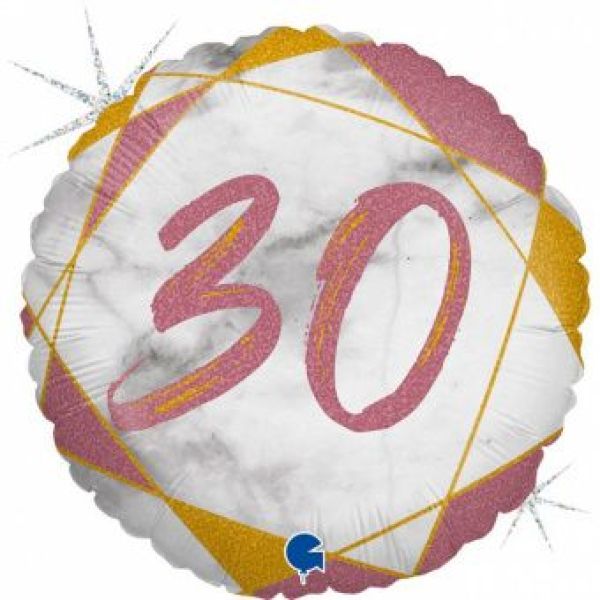 Круг 46 см, «Цифра 30», мрамор золото розовое