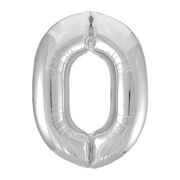 Шар ЦИФРА «0» Slim серебро 102см