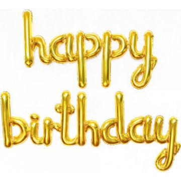 Шары-буквы, фольга, «Happy Birthday», золото,43 см