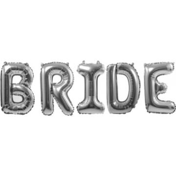 Шары-буквы, фольга, «BRIDE», серебро, 41 см.