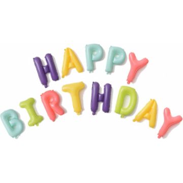Шары-буквы, фольга, «Happy Birthday», макарунс,41 см.