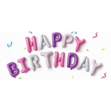 Шары-буквы, фольга, «Happy Birthday», разноцветные, 16