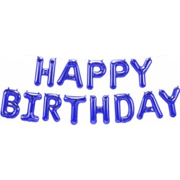 Шары-буквы, фольга, «Happy Birthday», синий, 16