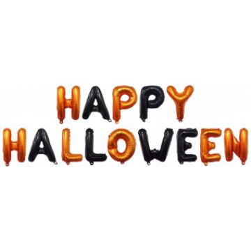 Шары-буквы,«Хэллоуин/Happy Halloween», черный/оранжевый,41 см