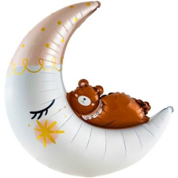 Шар-фигура, фольга, «Полумесяц с медвежонком» 86 см.
