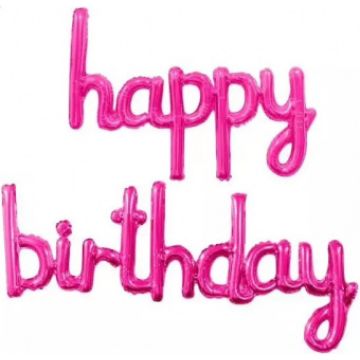 Шары-буквы, фольга, «Happy Birthday», фуксия, 17