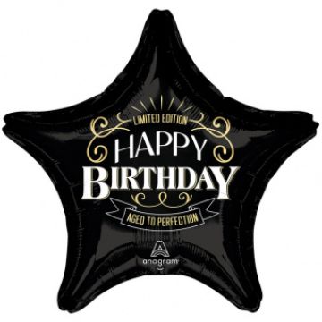 Шар-звезда, фольга, 32«/81 см, ДР »Happy Birthday