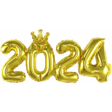 Шары-цифры, фольга, выпускной «2024», золото, 41 см
