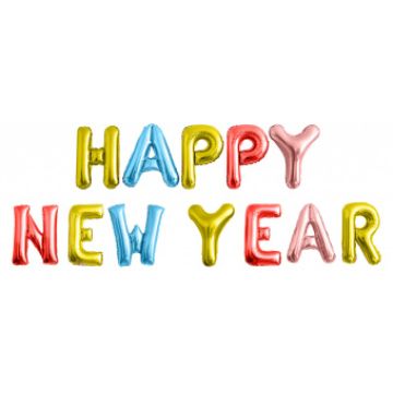Шары-буквы, фольга, НГ «Happy New Year», ассорти, 16