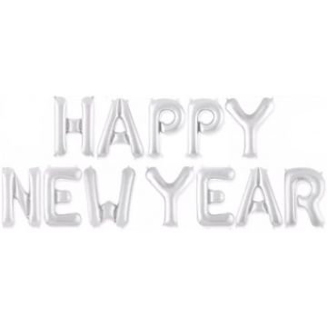 Шары-буквы, фольга, НГ «Happy New Year», серебро, 16