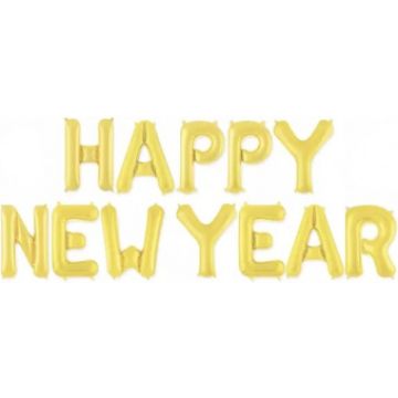 Шары-буквы, фольга, НГ «Happy New Year», золото, 16