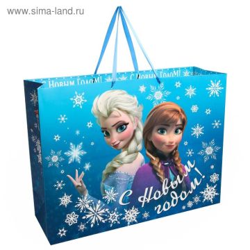 Пакет подарочный ламинированный, 61 х 46 х 20 см, XL «С Новым Годом!», Холодное сердце