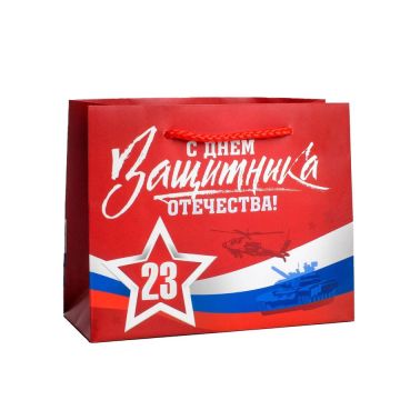 Пакет подарочный 40х31х9 см С днем защитника отечества
