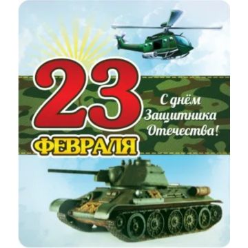 Магнит виниловый Мини 23 февраля. С днем защитка Отечества!