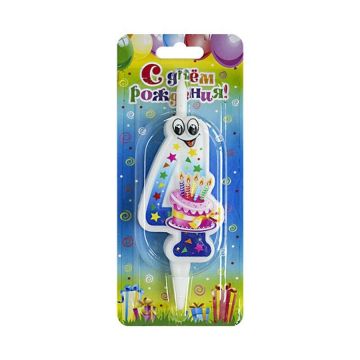Свеча тортовая цифра «С глазками» 4