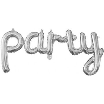 Шар-фигура, фольга, надпись «Party», серебро, 45