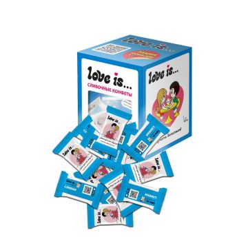 Love Is Конфеты жевательные со вкусом сливок, 105 г, картонная коробка, 22-24 шт. в уп.