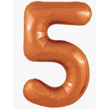 Шар-цифра, фольга, Папайя, Slim, «Цифра 5», 102 см