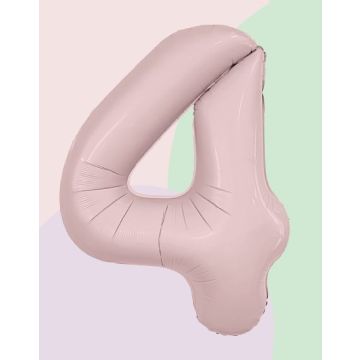 Шар-цифра, фольга, Роза пыльная, Slim, «Цифра 4», 102 см