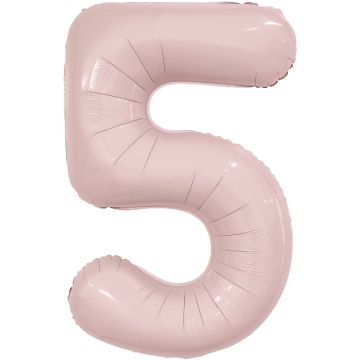 Шар-цифра, фольга, Роза пыльная, Slim, «Цифра 5», 102 см