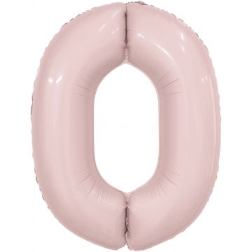 Шар-цифра, фольга, Роза пыльная, Slim, «Цифра 0», 102 см