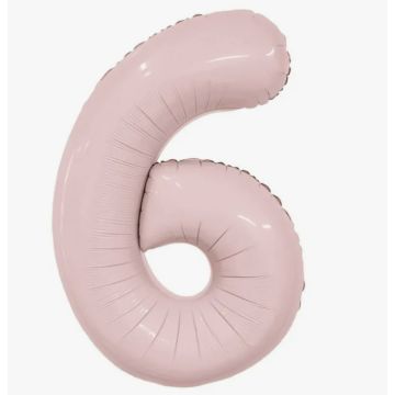 Шар-цифра, фольга, Роза пыльная, Slim, «Цифра 6», 102 см
