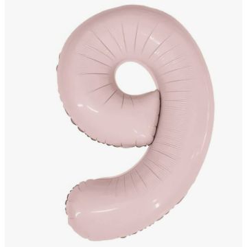 Шар-цифра, фольга, роза пыльная, slim, «цифра 9», 102 см