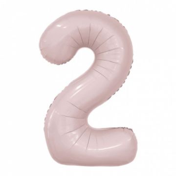 Шар-цифра, фольга, роза пыльная, slim, «цифра 2», 102 см