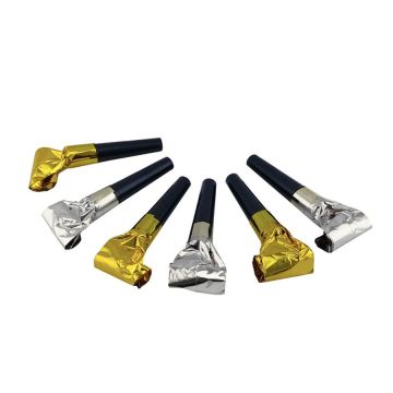 Язык-гудок золото/серебро фольга 6 см (6 шт./уп.)