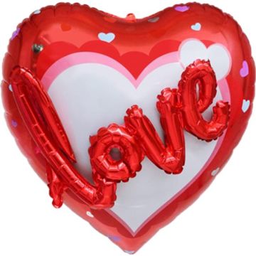 Шар (36''/91 см) Сердце, 3D Love, Красный