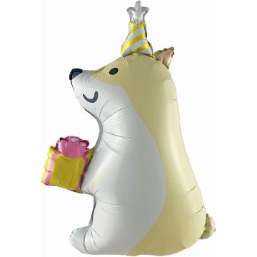 Шар (33''/84 см) Фигура, Корги с подарком