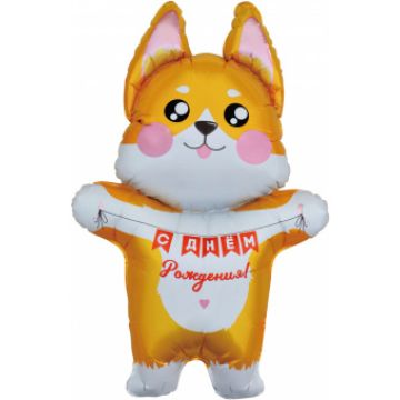 Шар-фигура, фольга, «Корги на день рождения» (Falali), 41