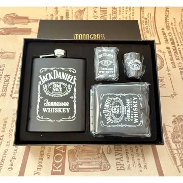 Подарочный набор №4 «Джек» Фляга,портсигар, рюмка, зажигалка