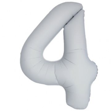 Шар-цифра, фольга, Белый матовый, Slim, «Цифра 4», 102 см