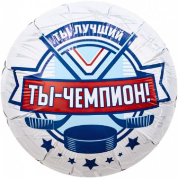 Шар-круг, фольга, 18«/46 см, »Хоккей. Ты Чемпион!