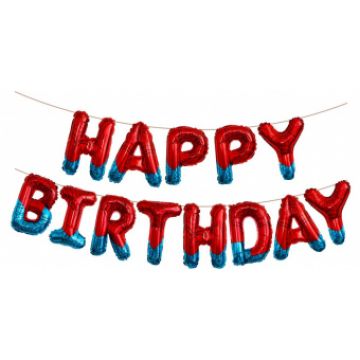 Шары-буквы, фольга, «Happy Birthday», героическая тема, 16