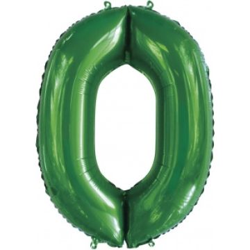 Шар-цифра, фольга, Зеленый, «Цифра 0», 86 см